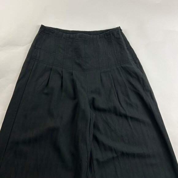Banana Republic Black Canvas Ultra High Rise Wide Leg Side Zip Trouser Pant 2 - Picture 2 of 7